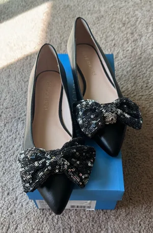 Jack Rogers Black Sequin Bow Leather Ballet Flats new 9 thumbnail 1