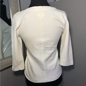 Maeve x Anthropologie White Zip Front Scoop Neck Top Size Medium. thumbnail 4