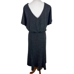Donna Morgan Black Sparkle Metallic Knit Dolman Sleeve Midi Dress Size 12‎ thumbnail 3
