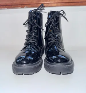 Maurices Harley Combat Boots Faux Patent Leather Lace-up Moto thumbnail 3