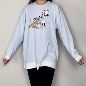 Disney Light Blue Minnie Mouse & Pluto Embroidered Long-Sleeve Crew-Neck Sweater | Donaldson - The Walt Company thumbnail 1