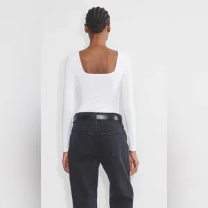 Aritzia Babaton Contour Squareneck Long Sleeve Bodysuit - White thumbnail 2