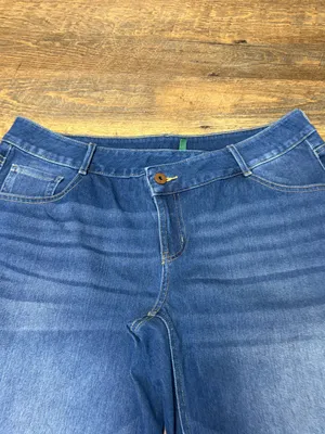 Halara Flex Denim Asymmetric Low Rise Button Zip Wide Leg Jeans Womens Large thumbnail 5