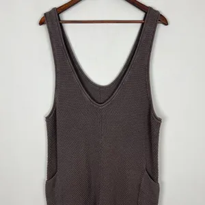 Free People‎ Beach Hailee Sweater Jumper Overalls Large Taupe FP Knit Pockets L thumbnail 13