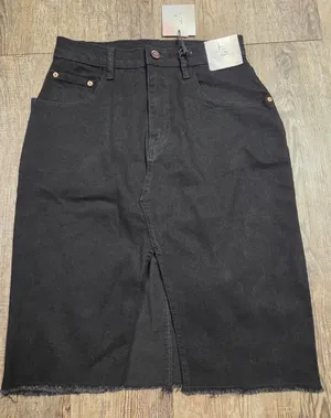 Happily Grey NWT Black Denim/Jean Mini Skirt Front Slit 3/25 thumbnail 1