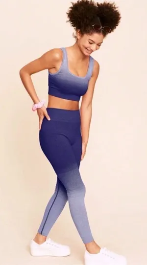 Adore Me Earth Republic Lilah Blue Purple Ombre Leggins Sports Bra Set Small thumbnail 1