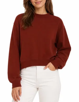 A New Day Womens Rust Red Mock Neck Sweatshirt Pullover Size M Cotton Blend thumbnail 1