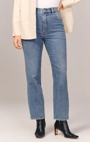 Abercrombie Curve Love Ultra High Rise Ankle Straight Jean thumbnail 1