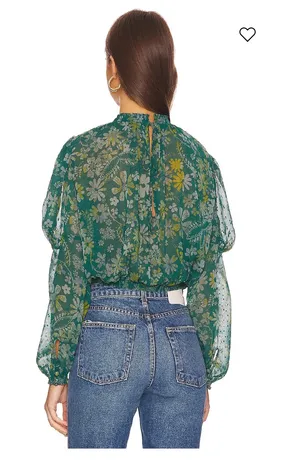 Free People Clarissa Printed Top in Sea Combo Sz L thumbnail 2