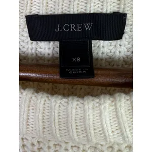 J. Crew Wool Blend Cable Knit Relaxed Fit Long Sleeve Crew Neck Sweater XS Cream thumbnail 7