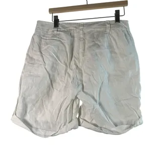 Eileen Fisher Shorts 2 White 100% Organic‎ Linen Pleated High Waist Coastal Luxe thumbnail 2