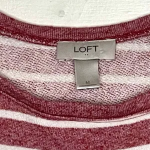 Ann Taylor Loft Womens Sweatshirt Size Medium Red With‎ White Stripes Pockets thumbnail 4