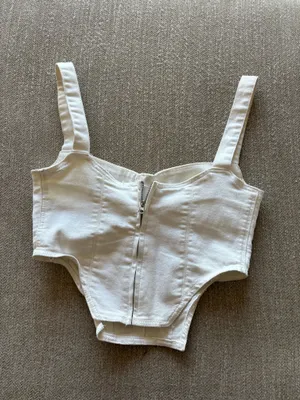 ZARA Corset Top Denim White Crop thumbnail 5