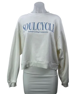 SoulCycle Perry Cream Indoor Cycling Community Long Sleeve Cropped Sweatshirt XL thumbnail 1