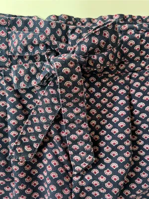 Gap Cropped Paperbag Waist Pants Navy Print Tie Waist Size 8 Capri thumbnail 6