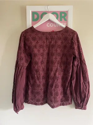 Anthropologie Eyelet Embroidered Boho Blouse Top in Small thumbnail 6