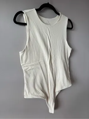 Nuuds Nude High Neck Cotton Modal Spandex Blend Thong Bodysuit Size Large thumbnail 5