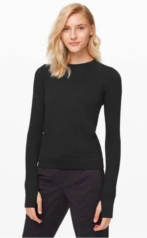 Lululemon Rest Less Pullover Black Textured Long Sleeve Crewneck Top Size XXXS thumbnail 2