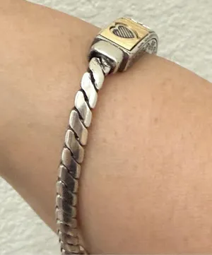 Retired BRIGHTON Triple Heart Silverplated With Gold Heart ID 8” Bracelet 29g. thumbnail 7