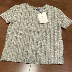 Zara Gray Striped Very Soft Tee Shirt thumbnail 1