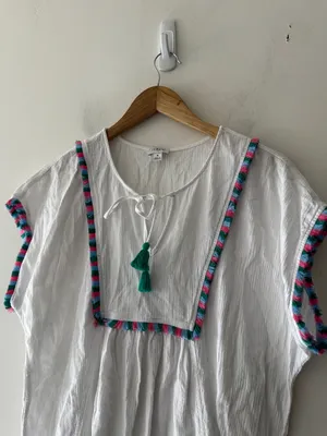 J. Crew Adorable White Fringe Beach Swim Cover Up‎ Tunic Top thumbnail 4