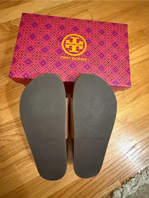 TORY BURCH Patos Disc Nappa Leather Platform Slide Sandals Size 7 M Burnt Cuoio thumbnail 9