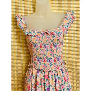 Abel the Label floral cottage core country cotton milk maid sundress sz Med thumbnail 2