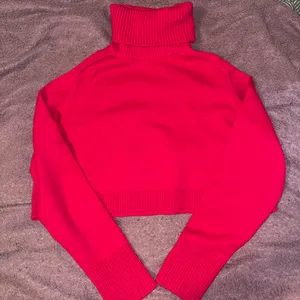 Zara Hot Pink Cropped Turtleneck Sweater thumbnail 1