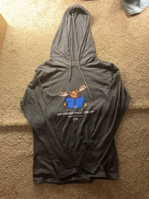 Gray Library Moose Hoodie Size M thumbnail 1