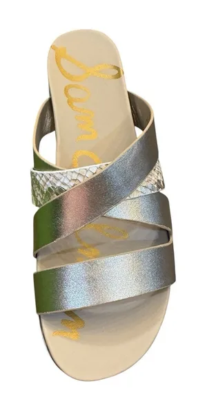 Sam Edelman Ariele Gold Snake Print‎ Leather Platform Slide Sandals Size 10 thumbnail 1