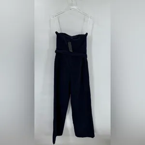 Lulu’s‎ Corduroy navy blue Strapless Jumpsuit size small NWT thumbnail 4