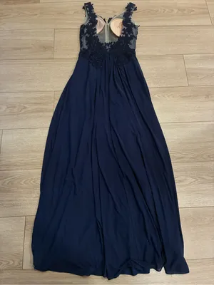 Sherri Hill Women’s 50255 Navy Maxi Prom Dress Lace Chiffon Size 0 thumbnail 9