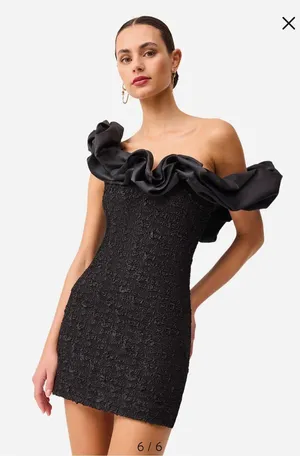 Elliatt Paloma Satin Ruffle & Floral Jacquard Cocktail Minidress Medium thumbnail 1