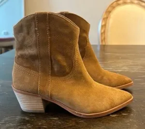 Dolce Vita Solow Suede Pointed Toe Cowboy Western Boots Suede Brown Tan 7.5 thumbnail 1