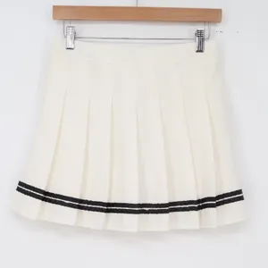 Unbranded Skort Womens L Pleated Tennis Cream Striped Hem Mini Good thumbnail 5