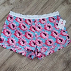 NWT Calvin Klein Women's Pink Blue Floral Chic Feminine Lounge Shorts Size Med thumbnail 3