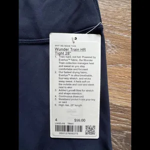 Lululemon Wunder Train High Rise 28” True Navy Size 4 NWT thumbnail 4