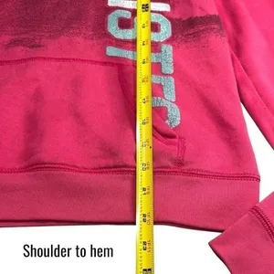 Y2K Hollister Spellout Pink Hooded Pullover Comfort Collegiate Coastal Size M thumbnail 12