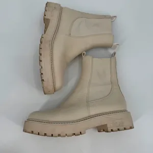 Sam Edelman Boots Women 8.5 M Cream Leather LAGUNA Chelsea Lug Sole Utility READ thumbnail 5