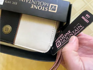 Stone Mountain Accessories White and Black Leather Wristlet with Brown Strap thumbnail 5