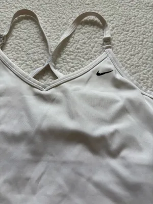 Nike Dri-FIT Indy Built-in Sports Bra Tank Top - White in XL activewear fitness NikeDriFit Athleisure Yoga thumbnail 2