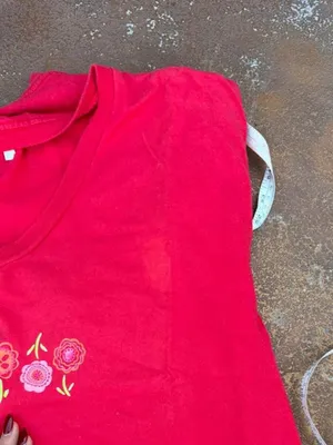 Vtg fresh produce 90s Red floral graphic tee Sz XL #retro #grandmacore #hippie -small stain on the front thumbnail 6