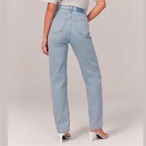 Abercrombie & Fitch Curve Love Crossover Dad High Rise Straight Leg Jeans Sz 16 thumbnail 3