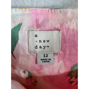 A‎ New Day 12 Pink Floral Mini Dress Short Sleeve Fit & Flare Corset Woven thumbnail 4