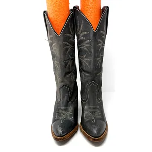 Frye Size 7 Heeled Cowboy Boots Women's Western Black‎ Made in USA Leather thumbnail 10