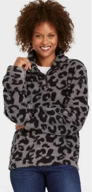 Cheetah Print Faux Fur Sweater thumbnail 1