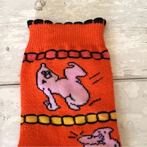 Women’s OS Halloween Crew Socks Orange Silly Ghosts Print Funny Sock Club thumbnail 2
