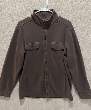 Tommy Bahama brown sweater jacket pima cotton button down FLAWS camping hiking S thumbnail 1