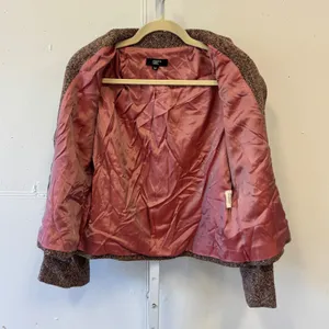 Vintage Philippe Adec Paris Wool Tweed Blazer Jacket Brown Burgundy Size 12 thumbnail 3