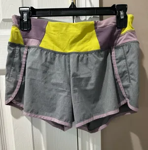 Lululemon Speed Running Shorts Gray Colorblock Size 4 thumbnail 2